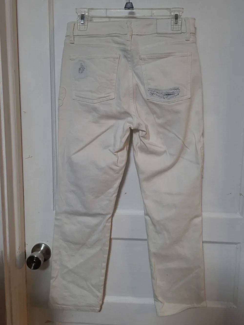 Ralph Lauren Ivory Distressed Patchwork Jeans 4 SMALL